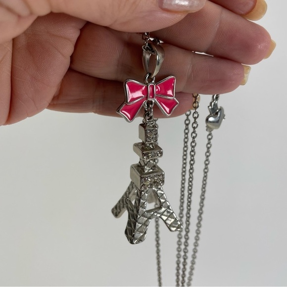 Born to Rule Pink Bow Eiffel Tower Necklace - Picture 8 of 13